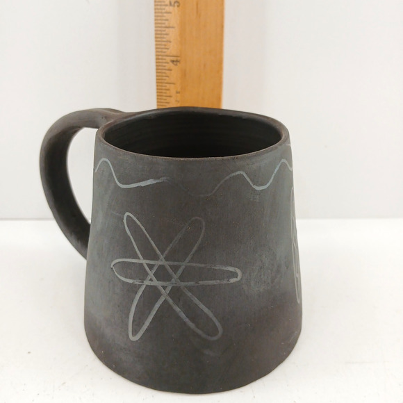 Black Ceramic Mug Det Gamle Pottemageri Denmark Atomic Starburst Pottery Cup MCM - Picture 4 of 8